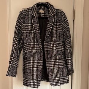 LOFT Black and White Checkered Blazer